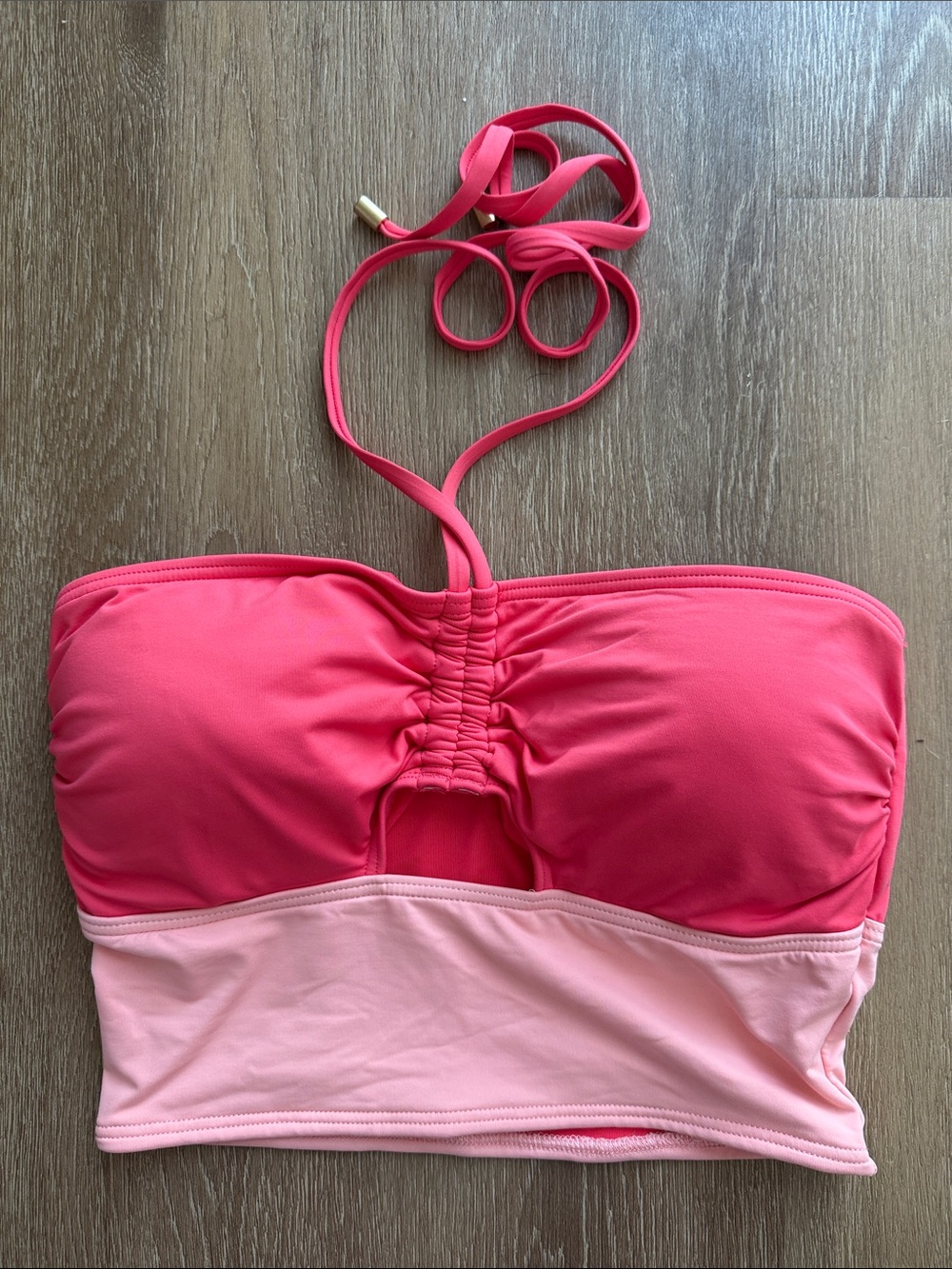 Vince Camuto Women’s Pink Two-Tone Bandeau Swim Top. Size: M